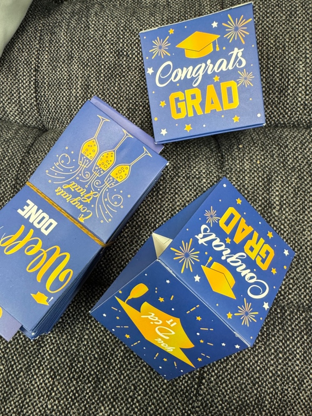 11 Well Done Congrats Grad Congrats Grad Blue & Yellow Graduation Favor Boxes